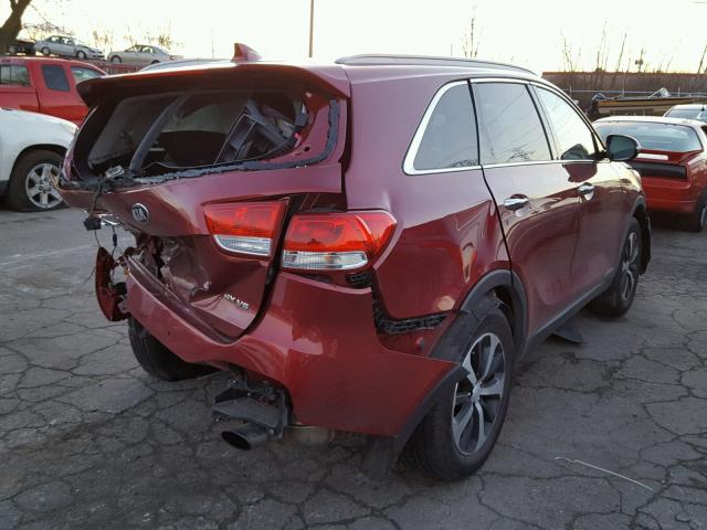 5XYPHDA50GG080106 - 2016 KIA SORENTO EX RED photo 4