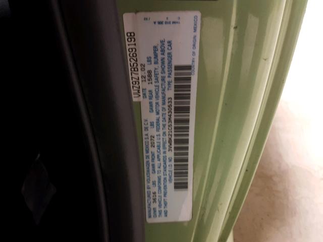 3VWBK21C53M430533 - 2003 VOLKSWAGEN NEW BEETLE მწვანე ფოტო 10