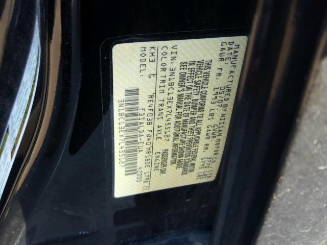 3N1BC13EX7L455127 - 2007 NISSAN VERSA S BLACK photo 10