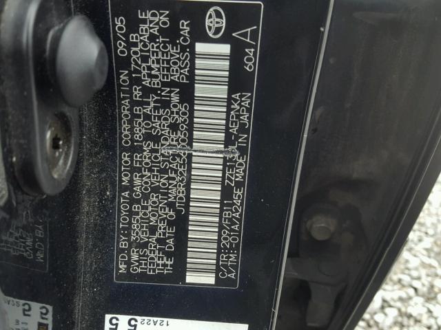 JTDBR32E560059305 - 2006 TOYOTA COROLLA CE BLACK photo 10