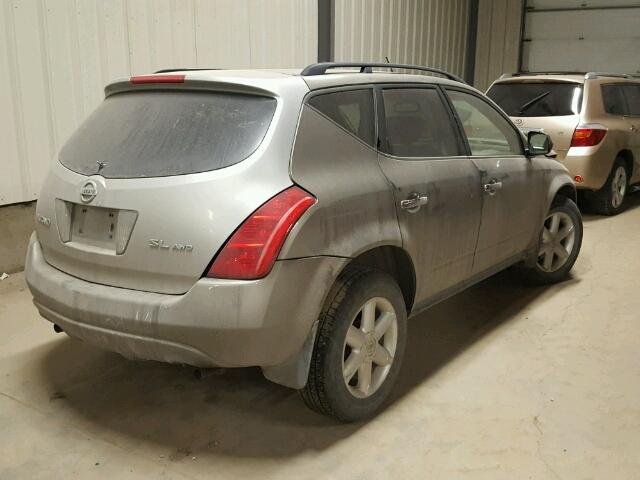 JN8AZ08WX4W310523 - 2004 NISSAN MURANO SL SILVER photo 4