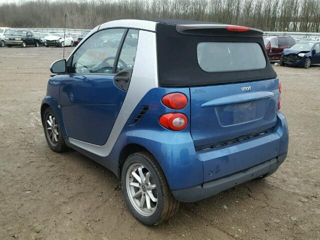 WMEEK31X09K253884 - 2009 SMART FORTWO PAS BLUE photo 3