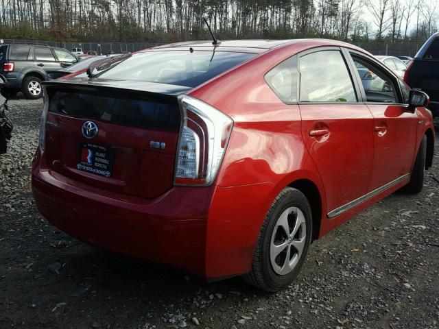 JTDKN3DU4D0353887 - 2013 TOYOTA PRIUS RED photo 4