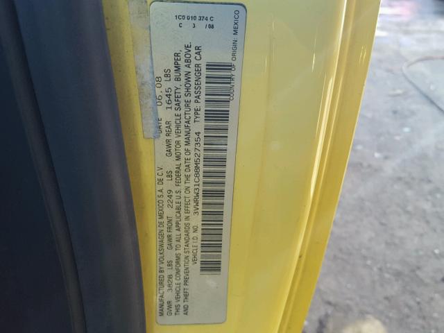 3VWRW31C88M527354 - 2008 VOLKSWAGEN NEW BEETLE 黄色 照片 10