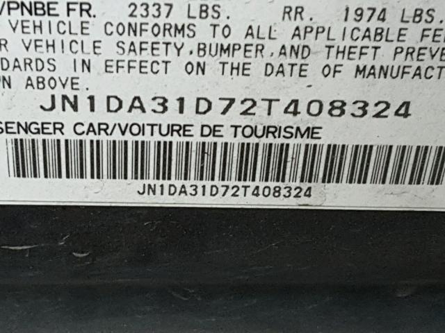 JN1DA31D72T408324 - 2002 NISSAN MAXIMA GLE BLUE photo 10