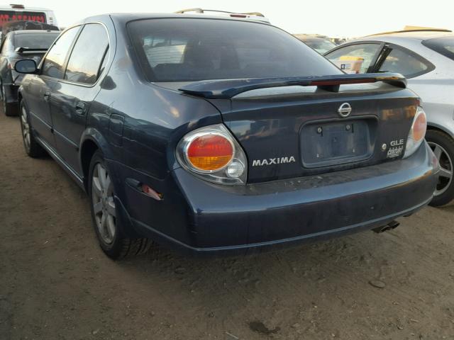 JN1DA31D72T408324 - 2002 NISSAN MAXIMA GLE BLUE photo 3