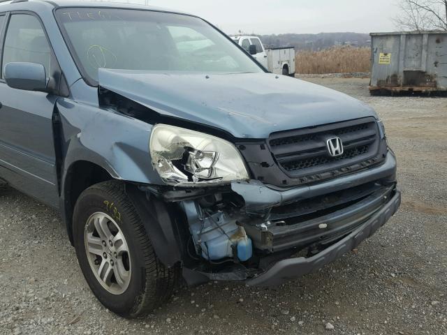 5FNYF18505B068217 - 2005 HONDA PILOT EXL BLUE photo 9