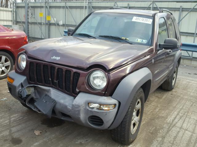 1J4GL48K14W284934 - 2004 JEEP LIBERTY SP PURPLE photo 2