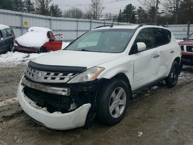 JN8AZ08W25W431354 - 2005 NISSAN MURANO SL WHITE photo 2