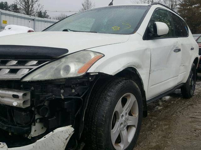 JN8AZ08W25W431354 - 2005 NISSAN MURANO SL WHITE photo 9