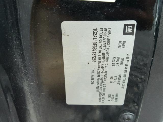 1G2AL18F687137266 - 2008 PONTIAC G5 BLACK photo 10