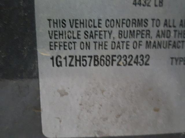 1G1ZH57B68F232432 - 2008 CHEVROLET MALIBU 1LT GRAY photo 10