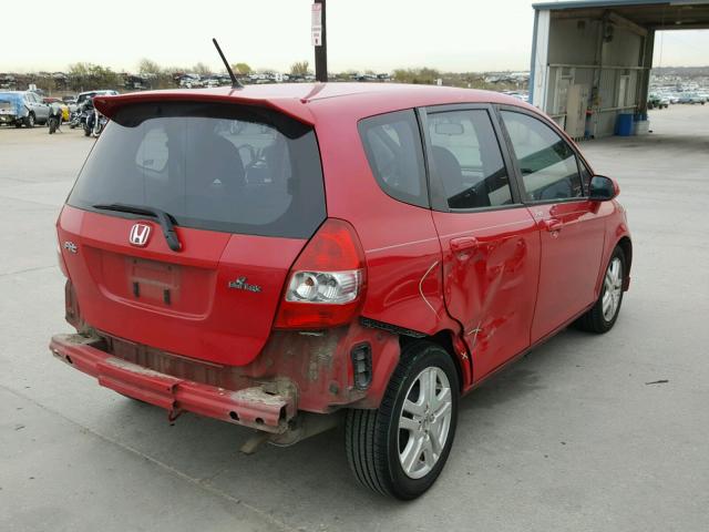 JHMGD38687S064586 - 2007 HONDA FIT S RED photo 4