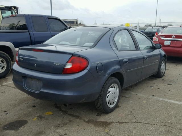 1B3ES46C21D292822 - 2001 DODGE NEON SE BLUE photo 4