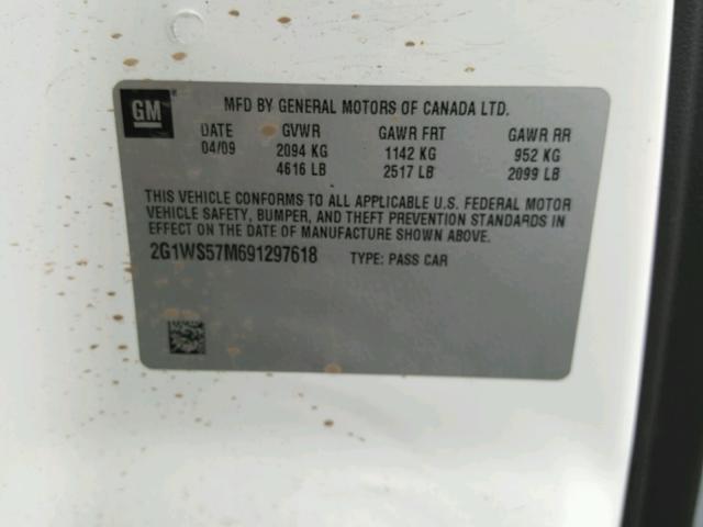 2G1WS57M691297618 - 2009 CHEVROLET IMPALA POL SILVER photo 10