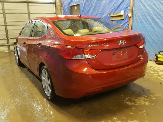 KMHDH4AE0CU217620 - 2012 HYUNDAI ELANTRA GL RED photo 3