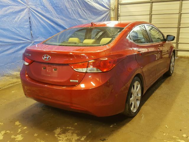 KMHDH4AE0CU217620 - 2012 HYUNDAI ELANTRA GL RED photo 4