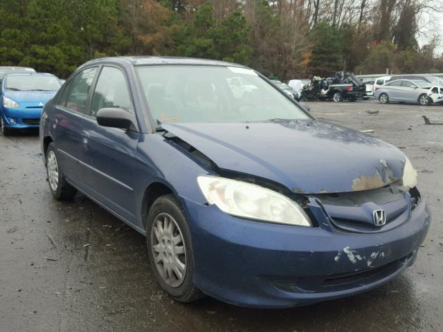 2HGES16695H597218 - 2005 HONDA CIVIC LX BLUE photo 1