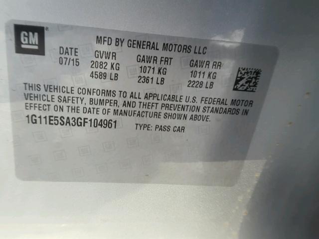 1G11E5SA3GF104961 - 2016 CHEVROLET MALIBU LIM Gümüş foto 10