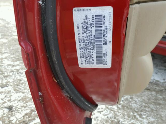 2T1FF28P81C506897 - 2001 TOYOTA CAMRY SOLA RED photo 10