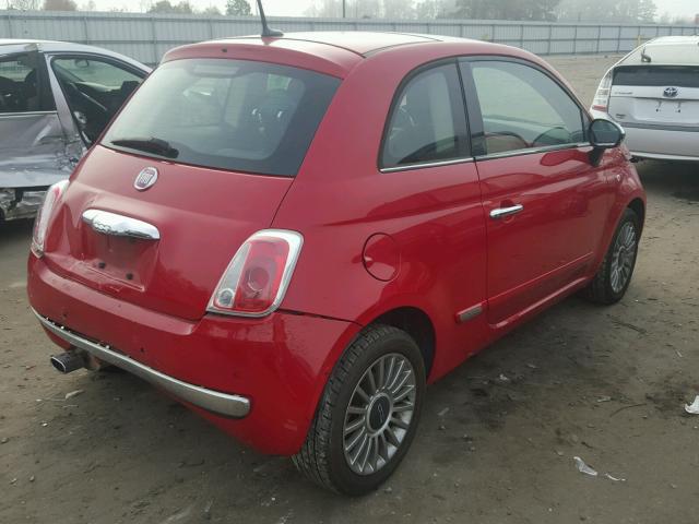 3C3CFFCR0CT123186 - 2012 FIAT 500 LOUNGE RED photo 4