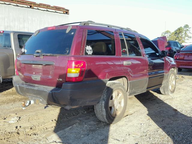 1J4GX48N31C521886 - 2001 JEEP GRAND CHER MAROON photo 4