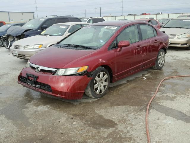 1HGFA165X7L086816 - 2007 HONDA CIVIC LX MAROON photo 2