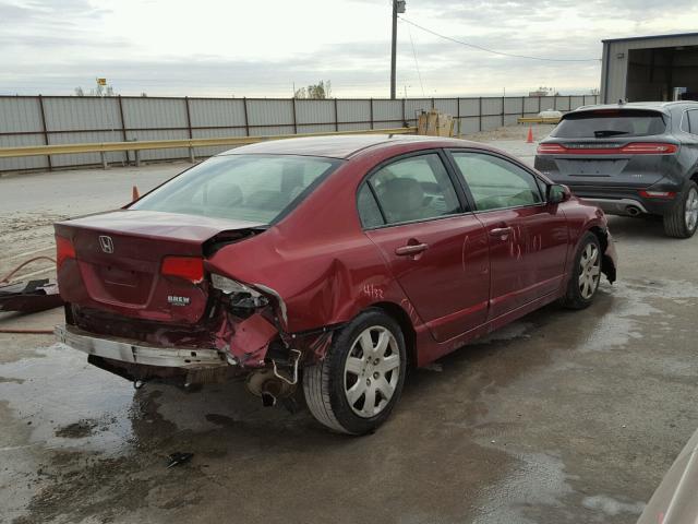 1HGFA165X7L086816 - 2007 HONDA CIVIC LX MAROON photo 4