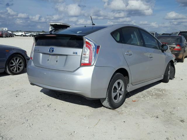 JTDKN3DU0D5555421 - 2013 TOYOTA PRIUS SILVER photo 4