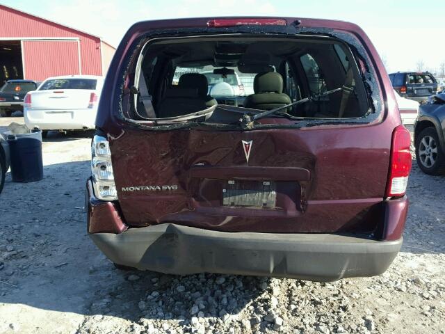 1GMDV03109D107476 - 2009 PONTIAC MONTANA SV BURGUNDY photo 9