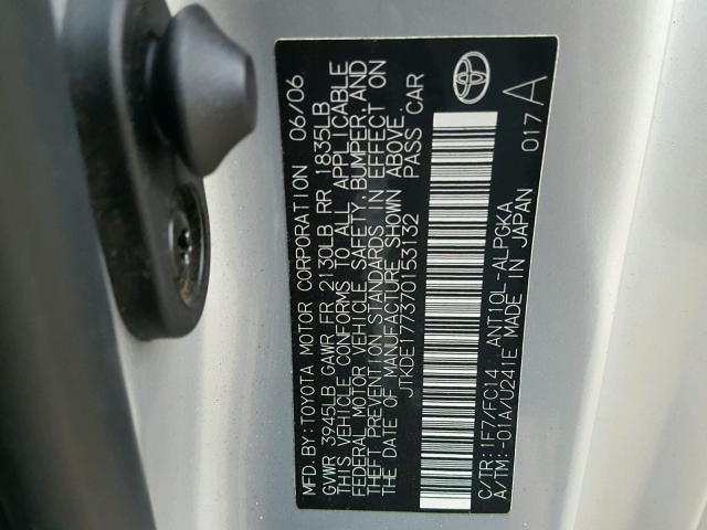 JTKDE177370153132 - 2007 SCION TC SILVER photo 10