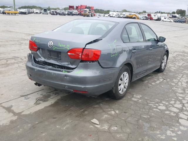 3VW2K7AJ8CM467409 - 2012 VOLKSWAGEN JETTA BASE GRAY photo 4