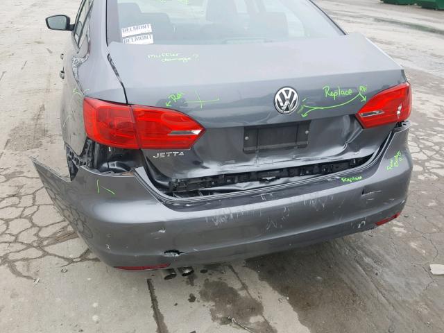 3VW2K7AJ8CM467409 - 2012 VOLKSWAGEN JETTA BASE GRAY photo 9