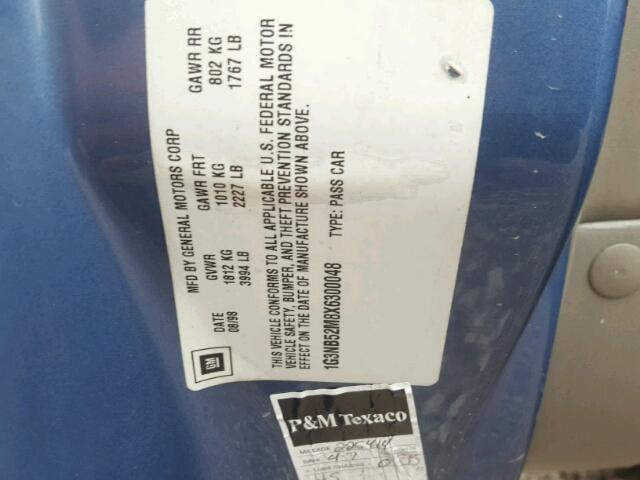 1G3NB52M8X6300048 - 1999 OLDSMOBILE CUTLASS GL ლურჯი ფოტო 10