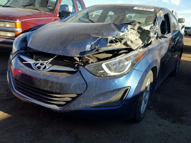 5NPDH4AE1FH614370 - 2015 HYUNDAI ELANTRA SE BLUE photo 2