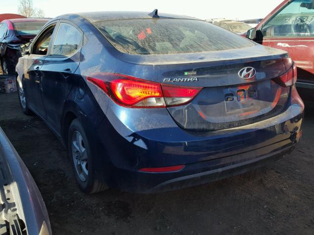 5NPDH4AE1FH614370 - 2015 HYUNDAI ELANTRA SE BLUE photo 3