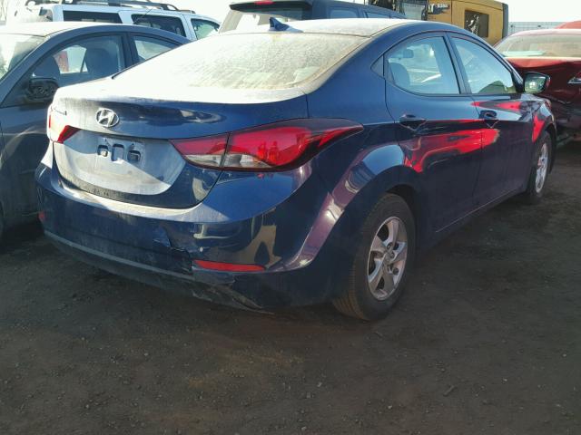 5NPDH4AE1FH614370 - 2015 HYUNDAI ELANTRA SE BLUE photo 4