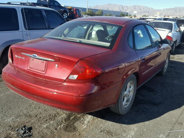 1FAFP53U43A210123 - 2003 FORD TAURUS SE RED photo 4