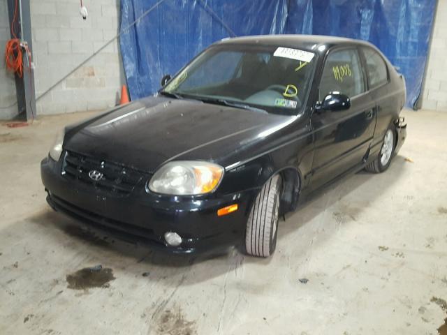 KMHCG35C34U292895 - 2004 HYUNDAI ACCENT GL BLACK photo 2