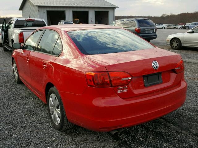 3VW2K7AJ4CM353892 - 2012 VOLKSWAGEN JETTA BASE RED photo 3