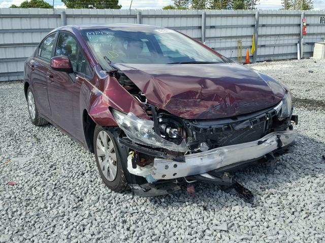 19XFB2F59CE041967 - 2012 HONDA CIVIC LX BURGUNDY photo 1