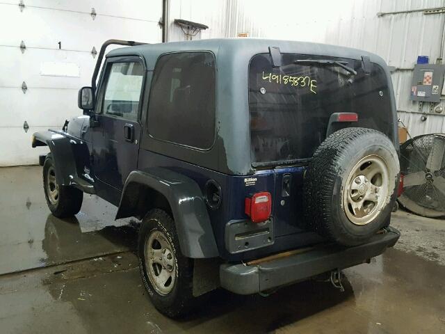 1J4F449S23P358619 - 2003 JEEP WRANGLER / BLUE photo 3