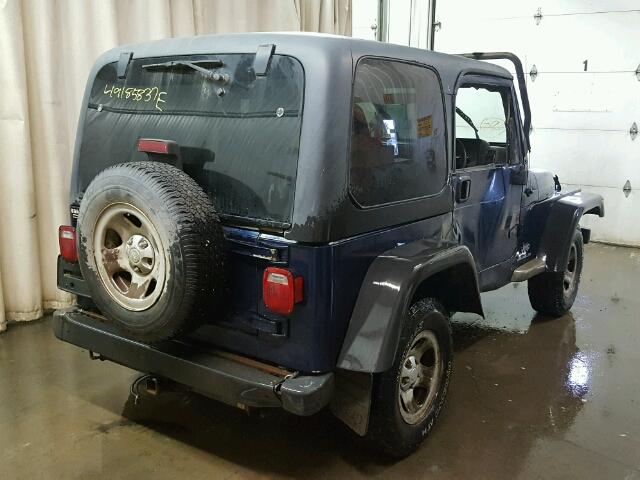 1J4F449S23P358619 - 2003 JEEP WRANGLER / BLUE photo 4