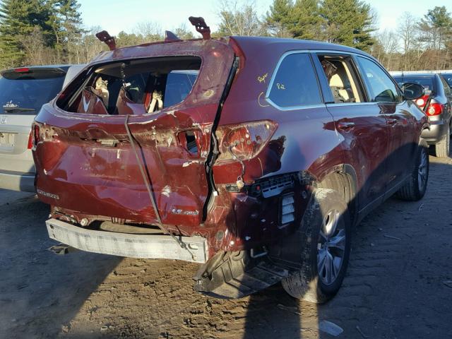 5TDBKRFH5FS161924 - 2015 TOYOTA HIGHLANDER BURGUNDY photo 4