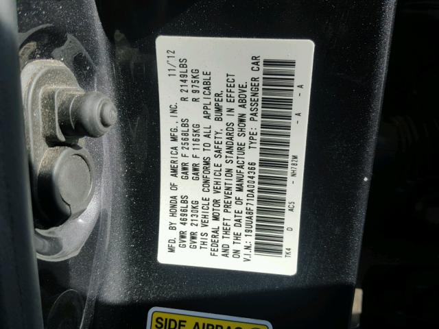 19UUA8F71DA004366 - 2013 ACURA TL ADVANCE GRAY photo 10