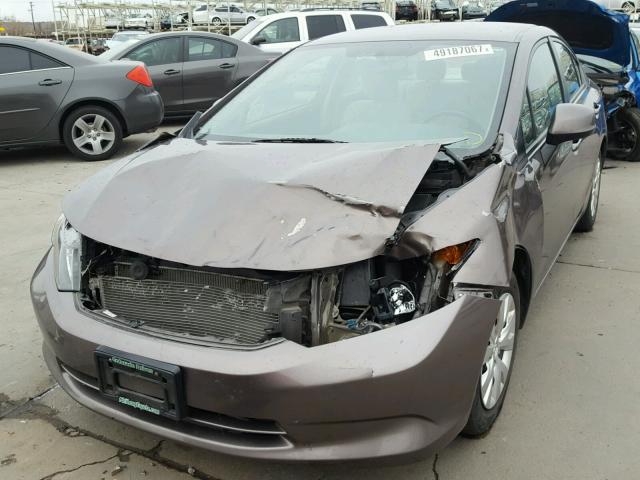 2HGFB2F5XCH579826 - 2012 HONDA CIVIC LX BROWN photo 2