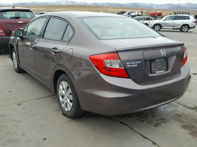 2HGFB2F5XCH579826 - 2012 HONDA CIVIC LX BROWN photo 3