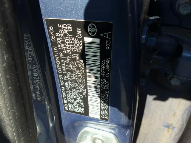 JTDBT923871049284 - 2007 TOYOTA YARIS BLUE photo 10