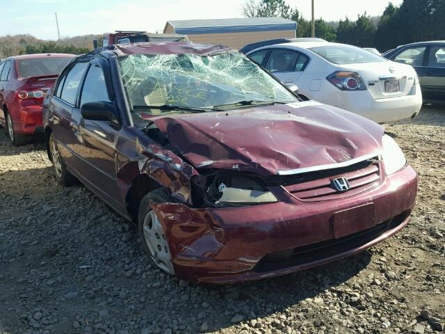 2HGES15592H528081 - 2002 HONDA CIVIC LX BURGUNDY photo 1