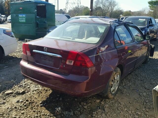 2HGES15592H528081 - 2002 HONDA CIVIC LX BURGUNDY photo 4